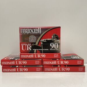Lot of 6 Maxell UR 90 Minute Normal Bias Blank Cassette Tapes NEW SEALED NIB